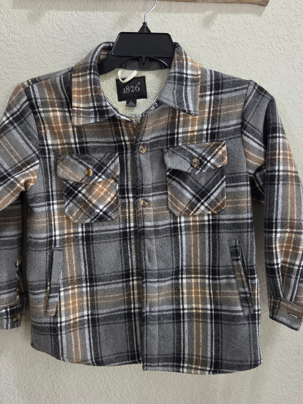 Black Brown 1826 Boys Gray & Brown Plaid Button-Front Shirt
